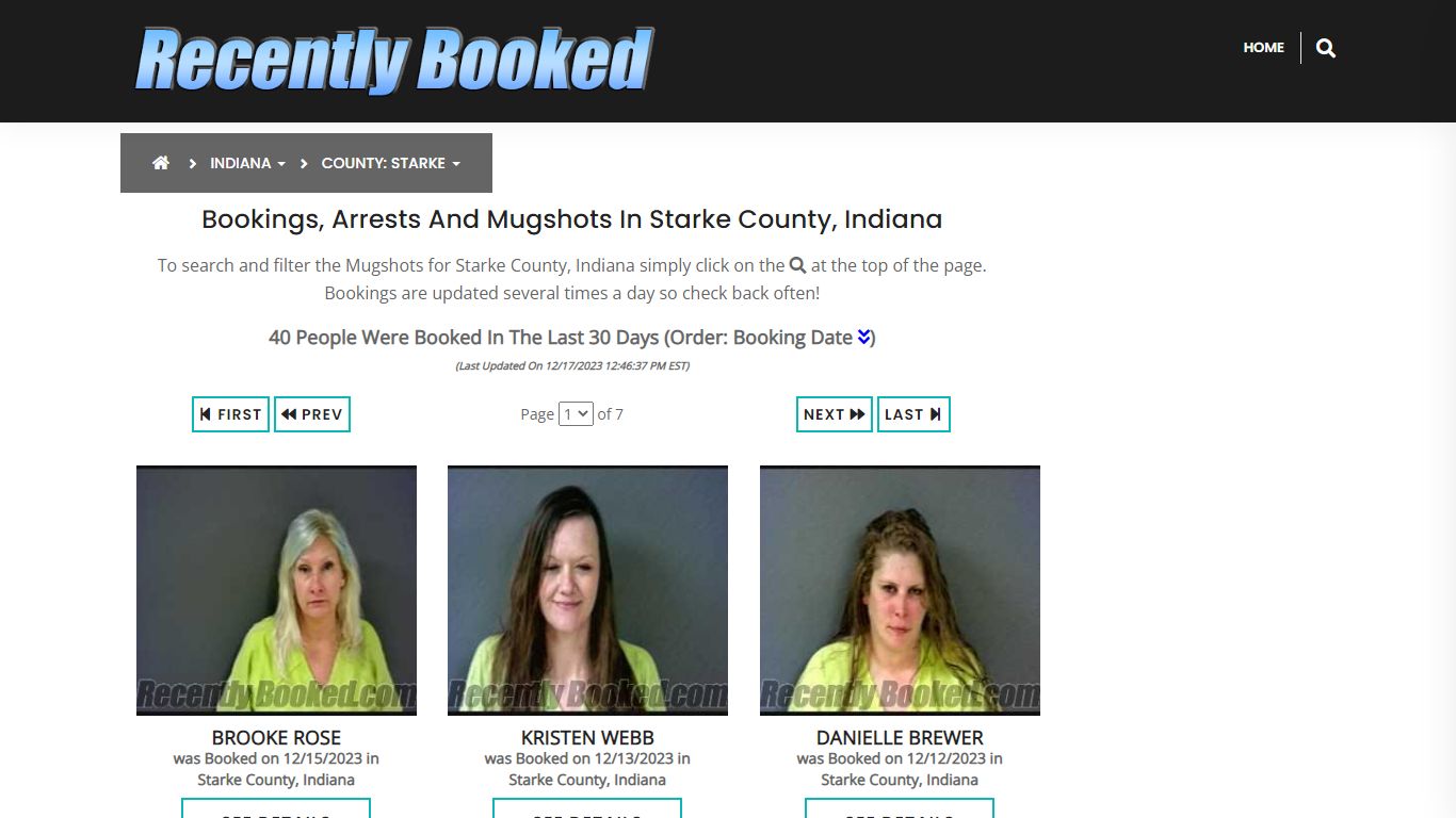 Recent bookings, Arrests, Mugshots in Starke County, Indiana