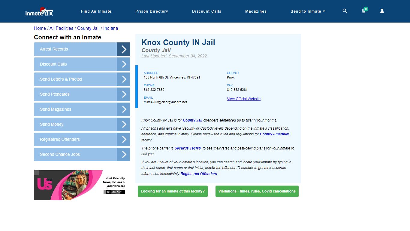 Knox County IN Jail - Inmate Locator - Vincennes, IN